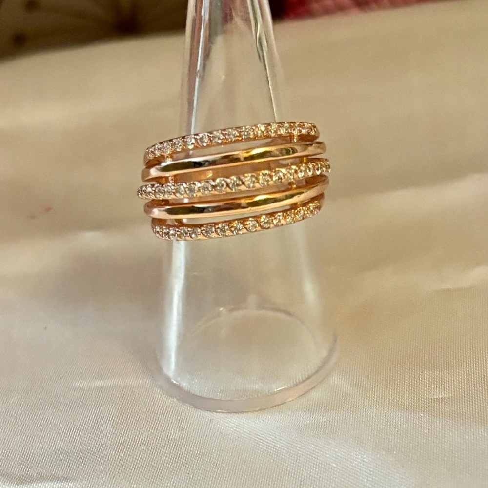 925 Rose Gold plated dome style ring size 8